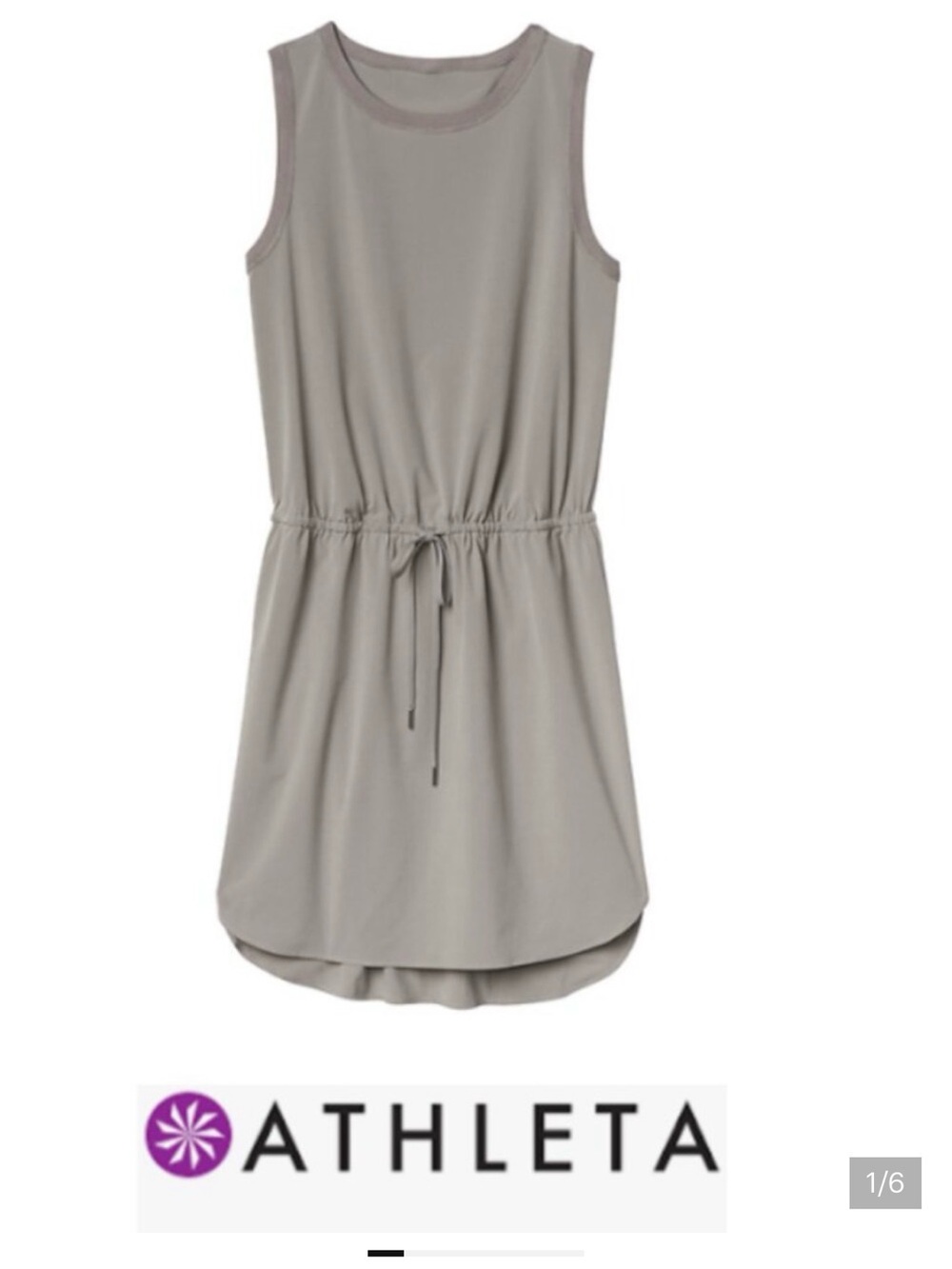 Athleta Rincon Xsp Sleeveless Drawstring Tank Dress — Light Taupe